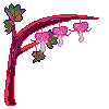 Pixel art of a bleeding hearts plant.